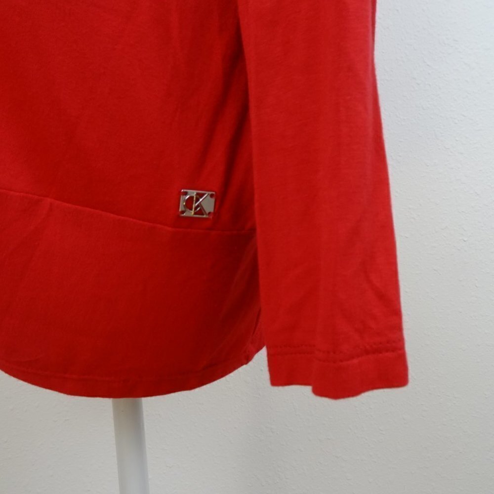 Calvin Klein Twist Front Knot Top Plus Women's 3X Red Long Sleeve Stretch - Picture 5 of 8